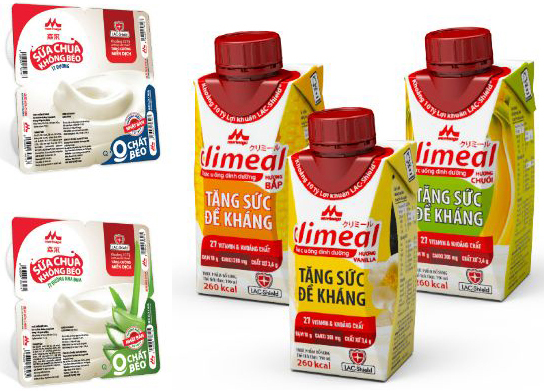 ベトナムで発売するヨーグルト（左）と栄養補助飲料