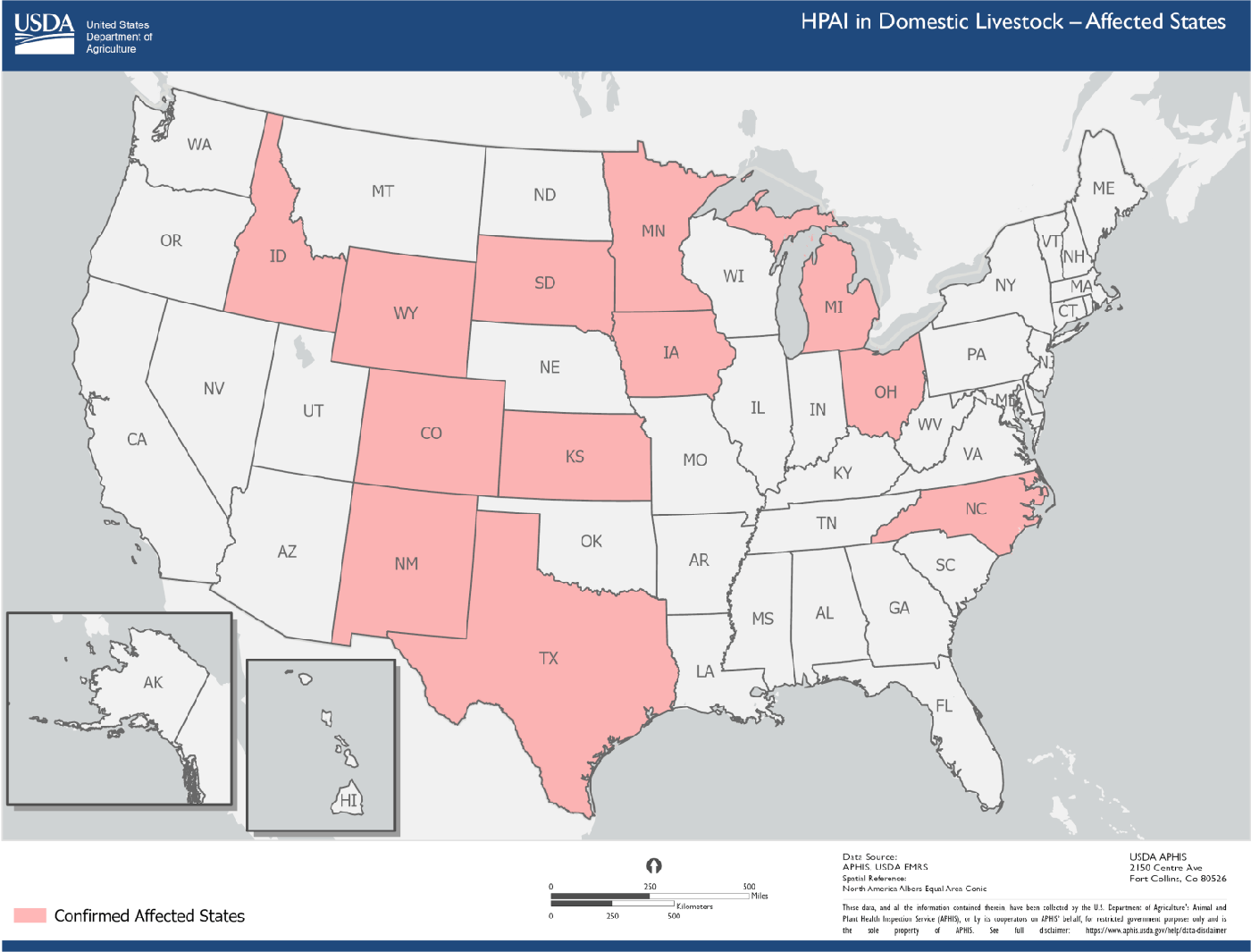 鳥インフルに感染した乳牛は全米12州に拡大（現地時間10日現在、USDA調べ）