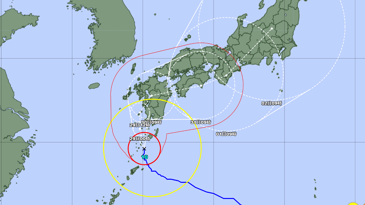 台風10号の予想進路（気象庁ホームページより）