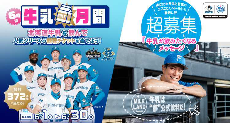 日本ハムファイターズ観戦チケットが当たるキャンペーンではベンチ前看板のコピーも募集