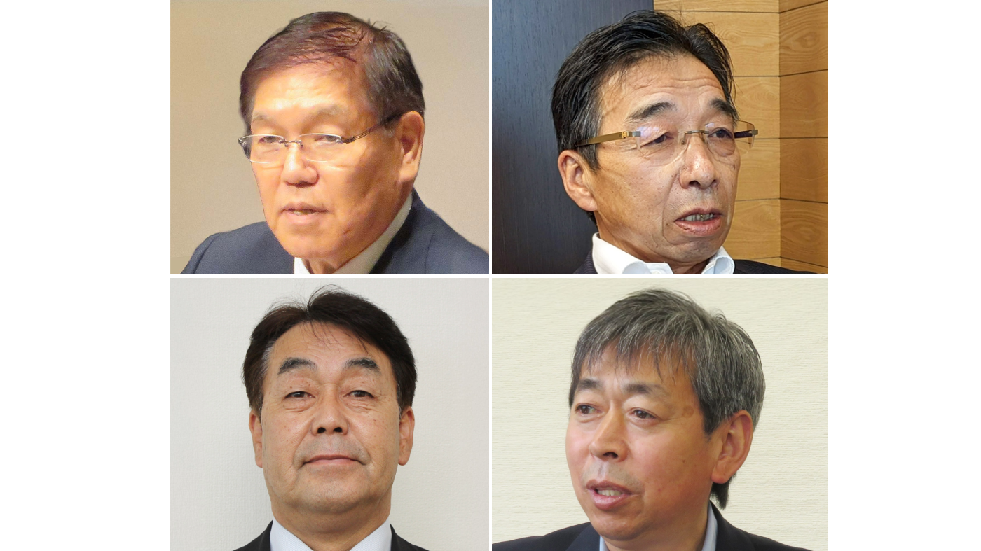 (左上から時計回りに)篠原末治会長、浦山宏一組合長、北村篤組合長、飯島浩組合長