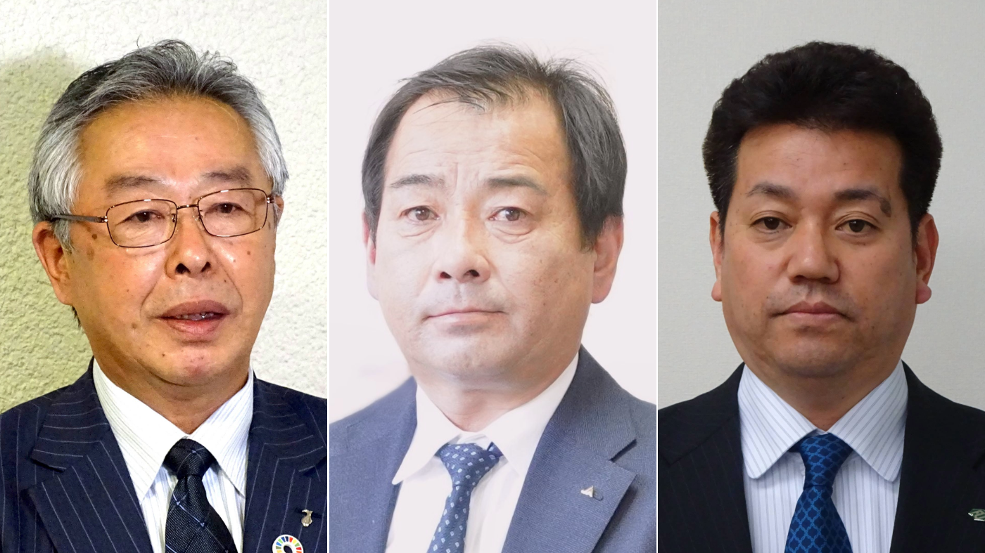 左から樽井功北農中会長、鯖江雅浩十勝酪対会長、中原浩一道農連委員長