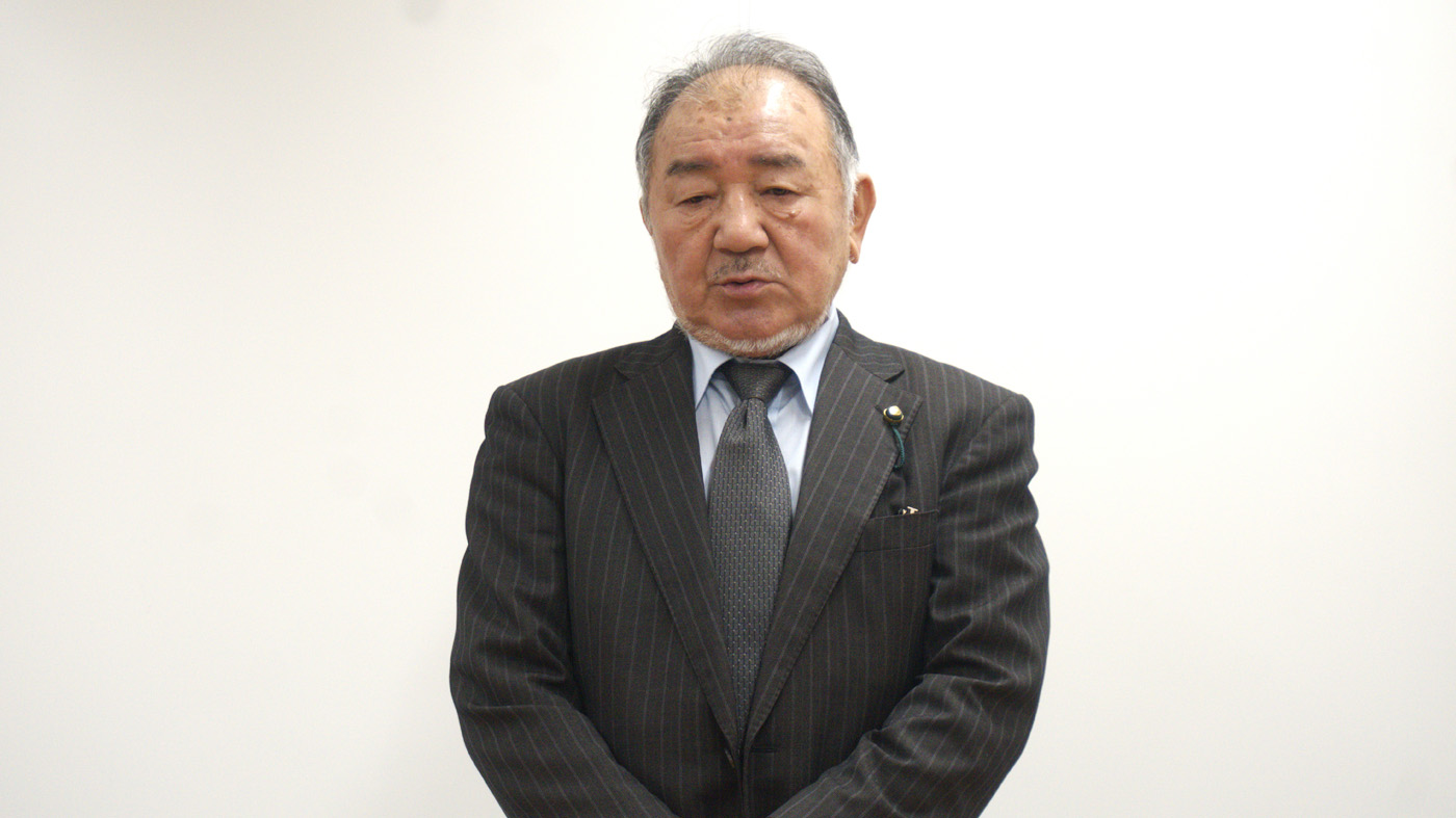 共同取材に応じる柴田輝男委員長