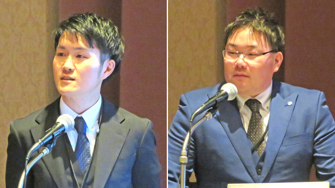 発表した牧野陽太さん（左）と藤井季樹さん