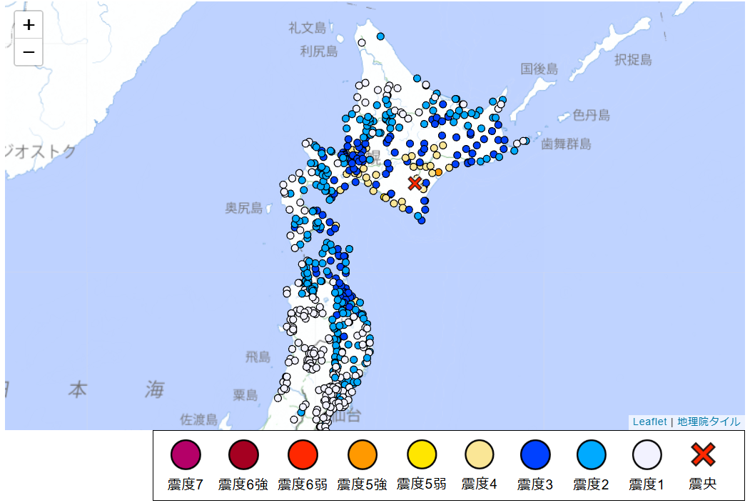 27日早朝に発生した地震（気象庁のHPより引用）