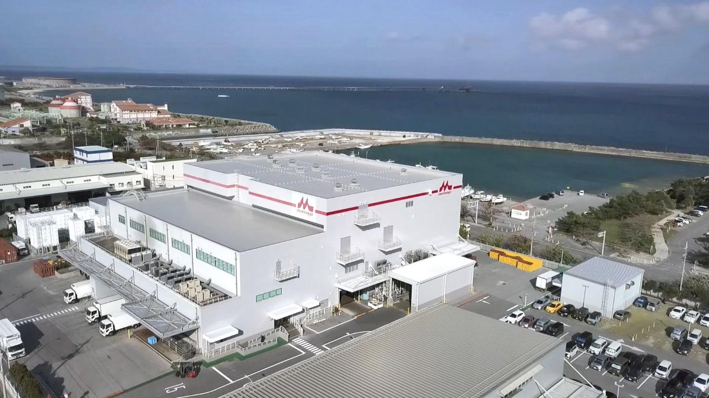 沖縄の海に面して建つ「沖縄森永乳業」